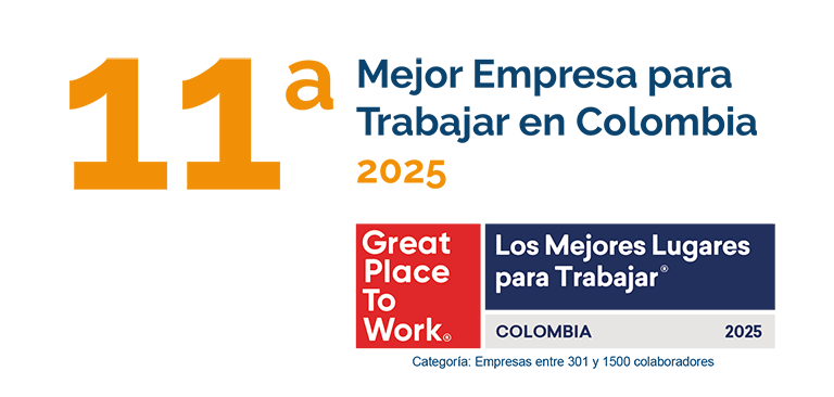 
Onceava mejor empresa para trabajar en Colombia