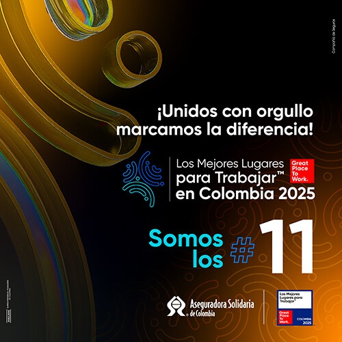 Aseguradora Solidaria de Colombia es la 11 mejor empresa para trabajar en Colombia en 2025 según GPTW
